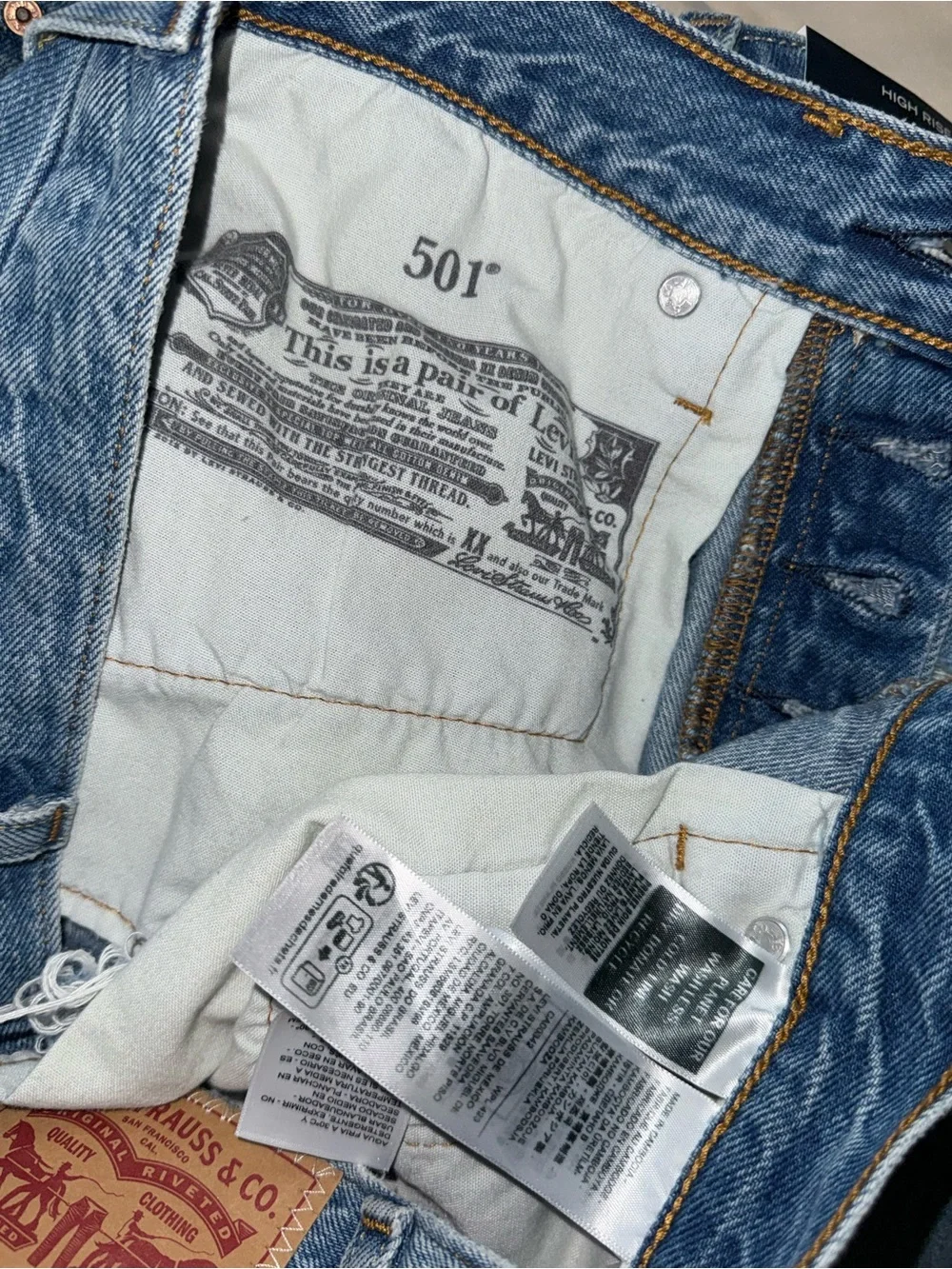 Levi’s 501 Denim Shorts with Pocket Embroidery